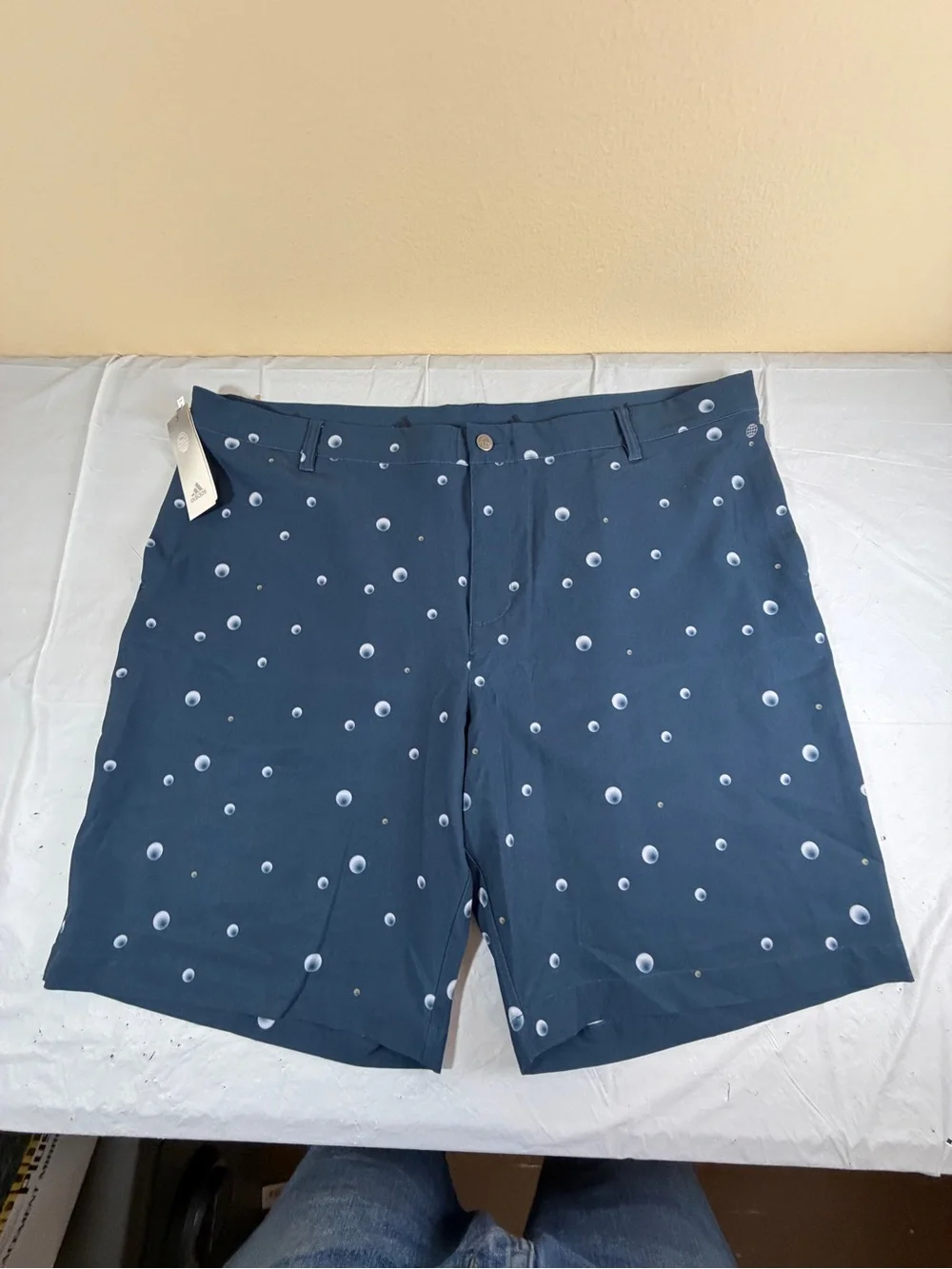 adidas Navy Blue Golf Ball‎ Print Flat Front Men's Shorts
